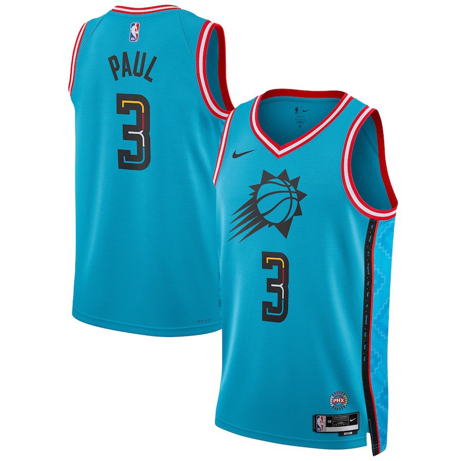 Men Phoenix Suns #3 Chris Paul Nike Turquoise City Edition 2022-23 Swingman NBA Jersey->customized nba jersey->Custom Jersey